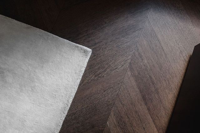 Wood floor herringbone close-up